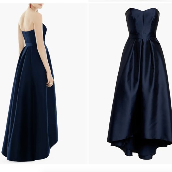 ALFRED SUNG D699SW STRAPLESS HIGH LOW HEM MIDNIGHT E31 DRESS sz 24W - Picture 4 of 4